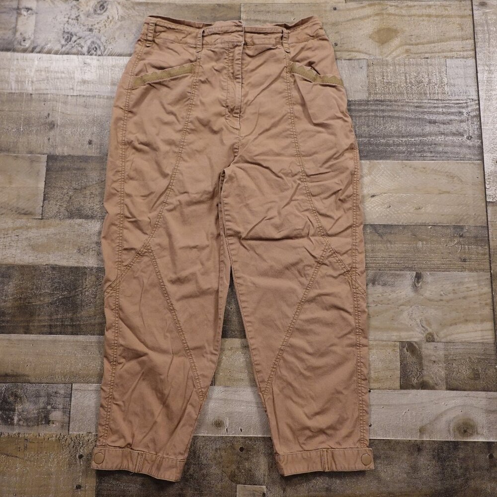 Anthropologie High-Rise Utility Tapered Pants Women’s Size 14 Tan Stretch Ankle‎
